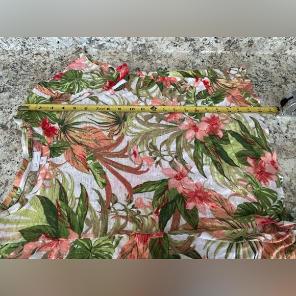 J. Jill Love Linen Tropical Floral Print Tie Front Linen Blouse Top Size L - Picture 11 of 11